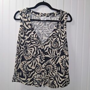 Nicole Miller Black and Cream Patterned Tank Top Med.